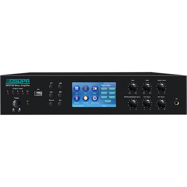 MP2708 penguat Mixer 6 zona 80W dengan SD/USB/Tuner/Bluetooth/pengatur waktu