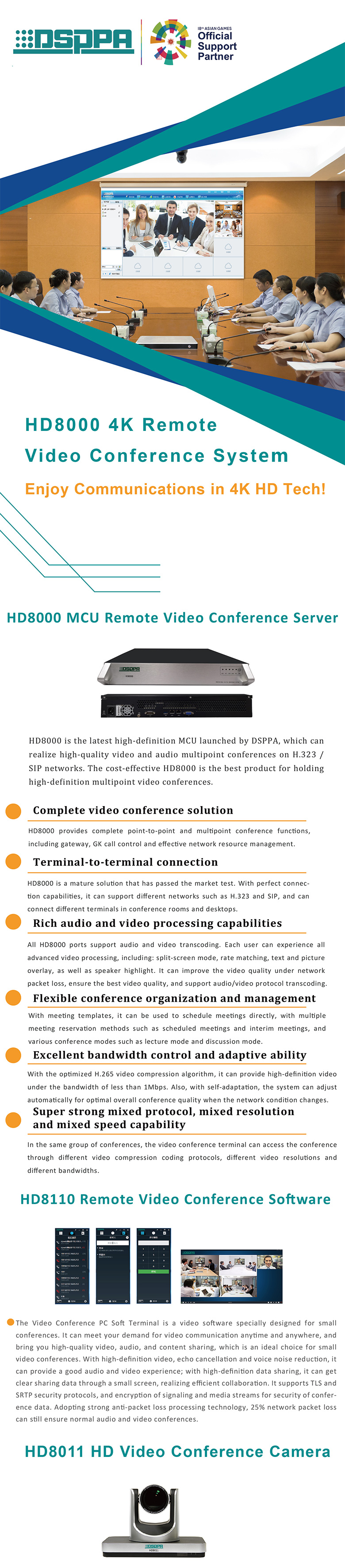 HD8000 4K Remote HD Video Conference System