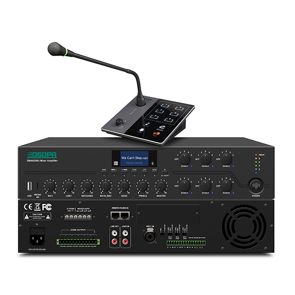DMA6500U penguat Mixer Digital, 500W 6 zona dengan stasiun Paging jarak jauh
