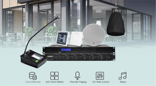 MAG505 Digital 5 × 5 Audio Matrix PA sistem UNTUK RESTORAN
