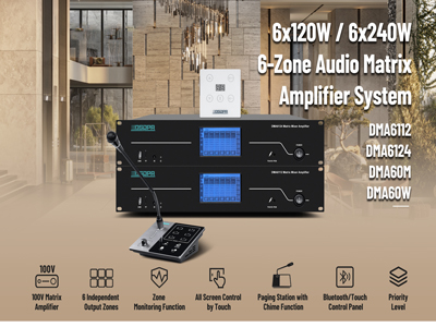 6x120W / 6x240W 6-channels Audio Matrix Amplifier System DMA6112/DMA6124